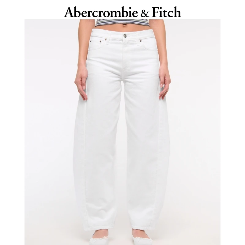 AF女装25春秋美式复古潮流百搭中腰宽松弯刀牛仔裤长裤KI155-5215