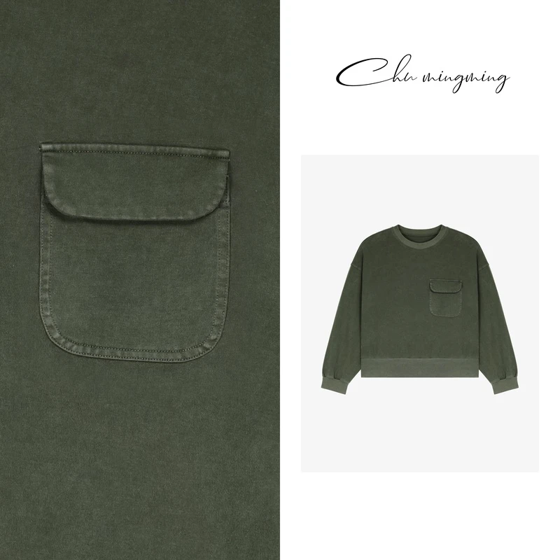 【CHU/2024SSNEW】原创设计《半夏》户外绿色复古圆领口袋套装24410