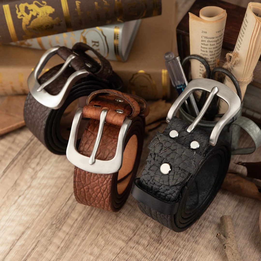 加厚头层牛皮马蹄扣钢扣男士真皮皮带复古时尚百搭牛皮裤腰带商务