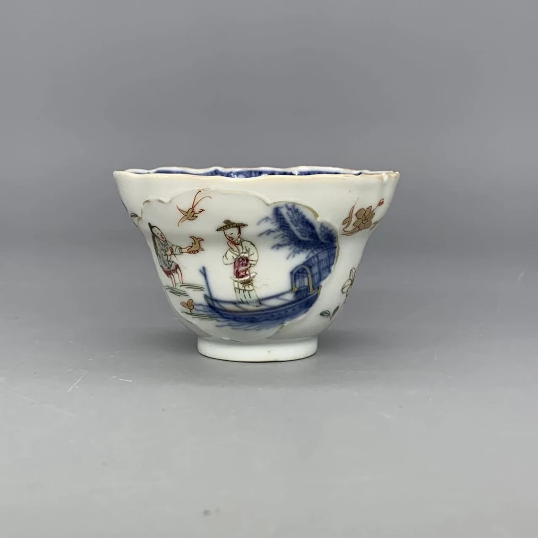 52509016*清乾隆广彩人物故事纹花口杯/瓷器五/江苏省文物总店/MM