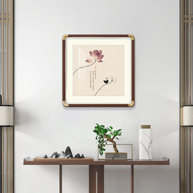 入户玄关画般若心经中式客厅装饰画茶室斗方禅意装饰画