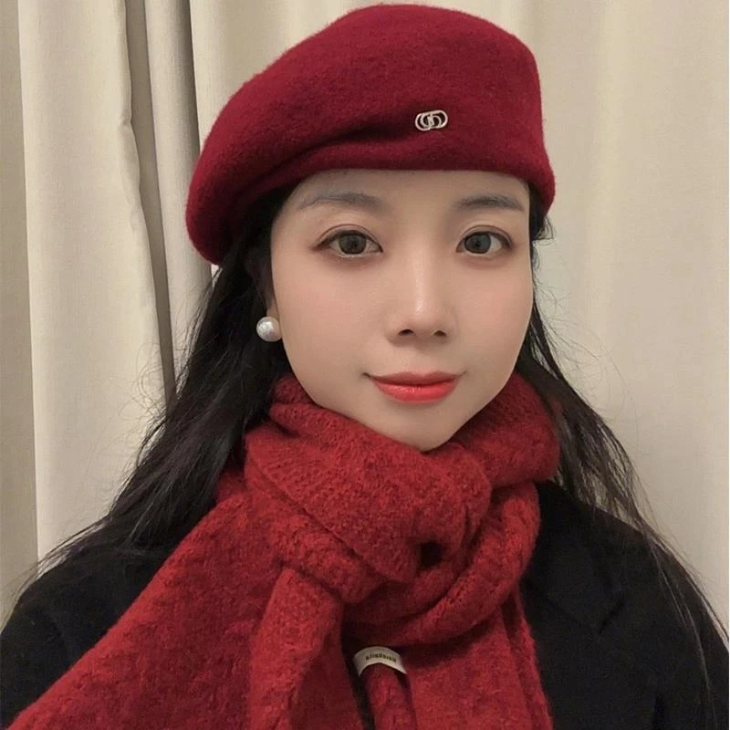 气质保暖贝雷帽子时尚百搭羊毛呢韩版定型显脸秋冬新款优雅画家帽
