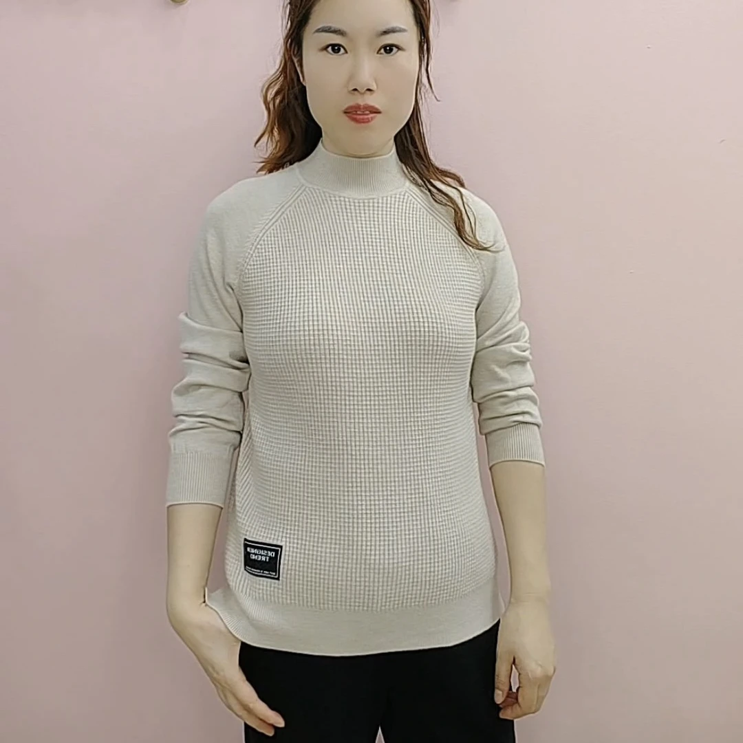 【名角服饰】【开叉大阪毛衣】时尚秋冬半高领加厚套头针织长袖