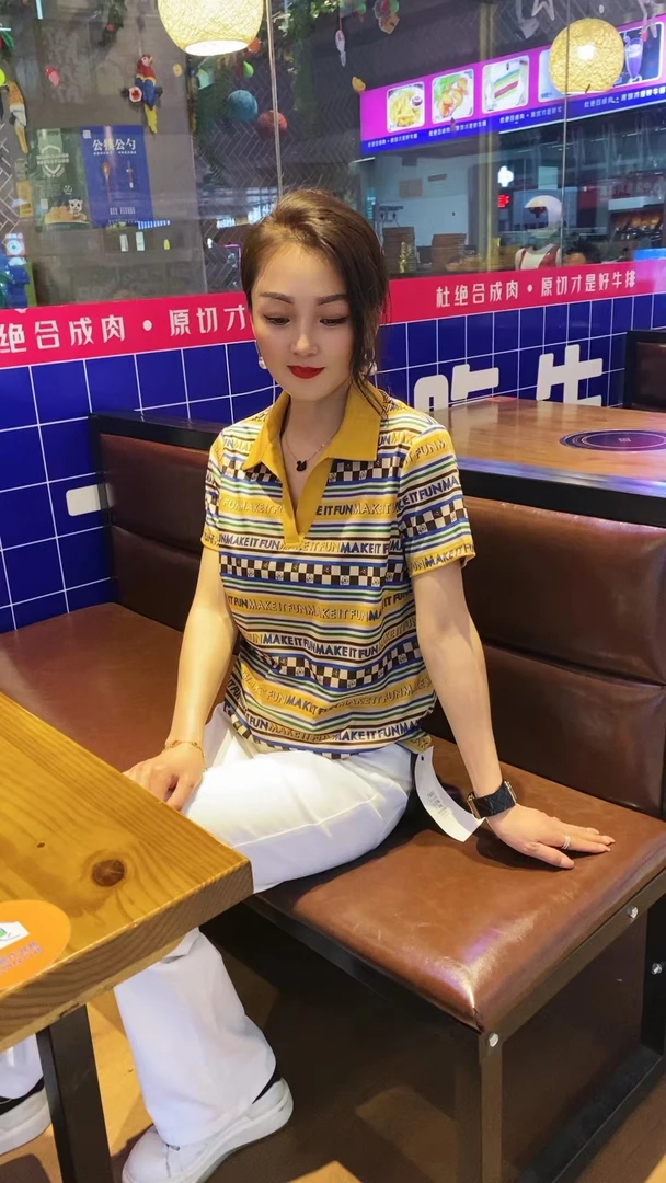 夏季新款时尚翻领女装宽松遮肚显瘦休闲短袖上衣