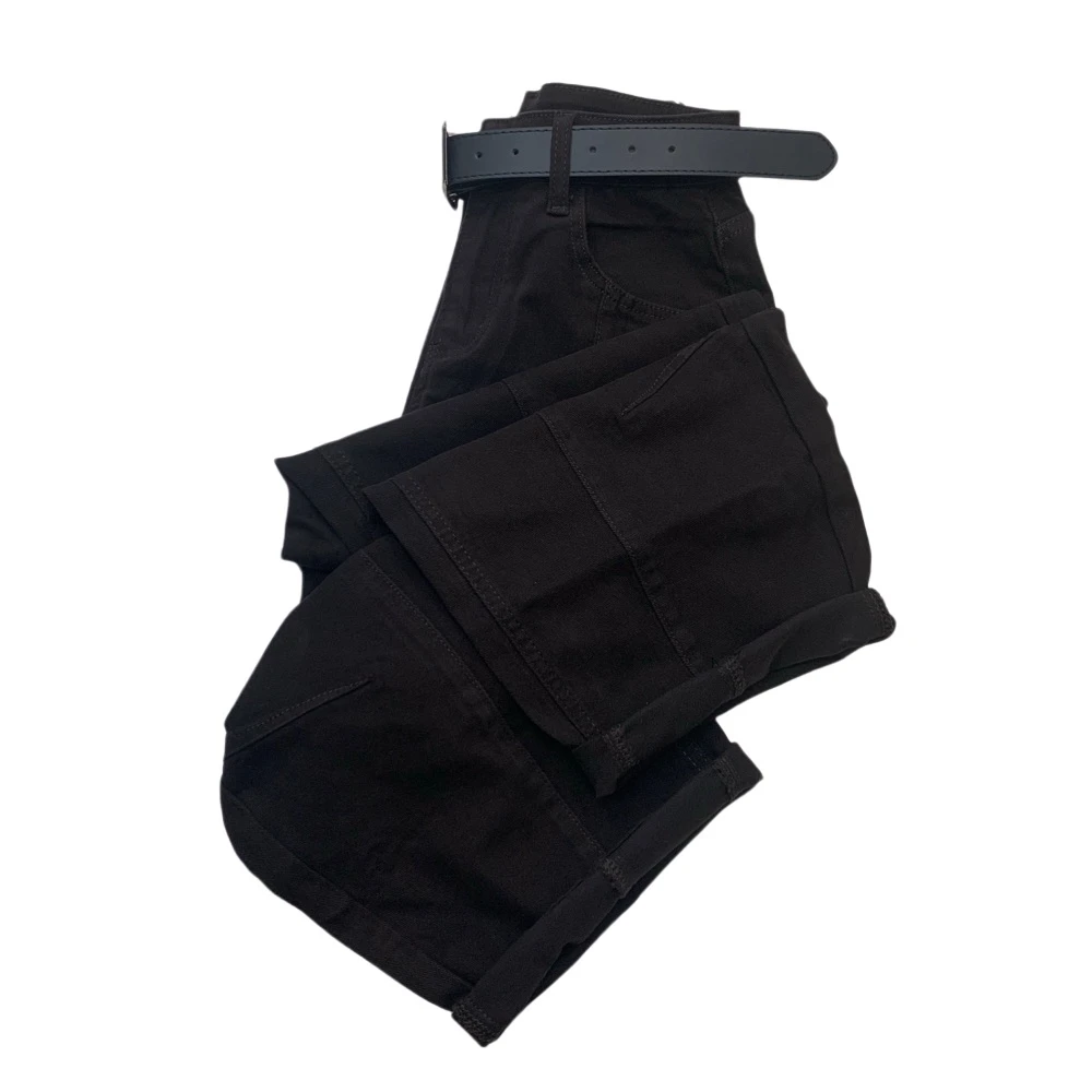 Z7205秋季新款休闲宽松百搭显瘦弯刀牛仔裤（带腰带样式随机）