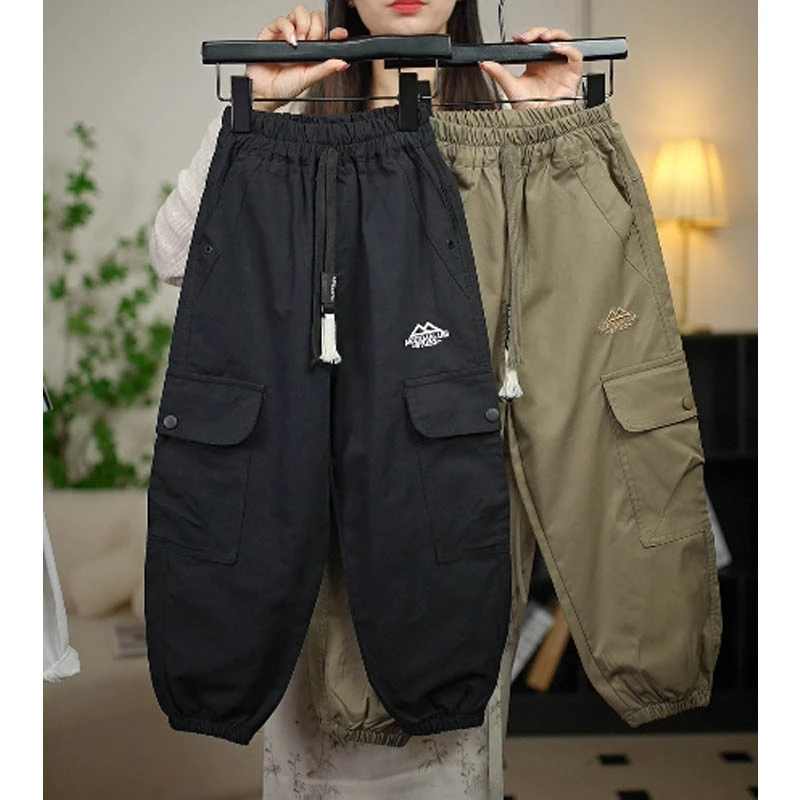 儿童春秋季工装裤2025新款中大童裤子洋气时尚潮流帅气休闲裤