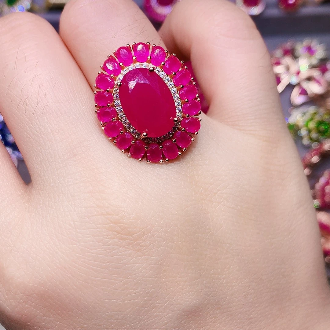 银S925镶嵌戒指红宝石