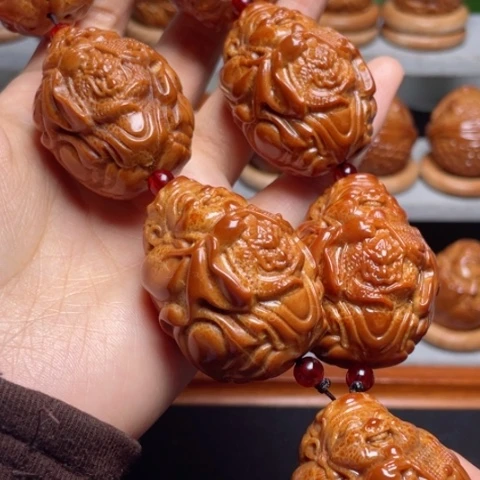 吊坠橄榄核算盘龙财手持3.5八颗