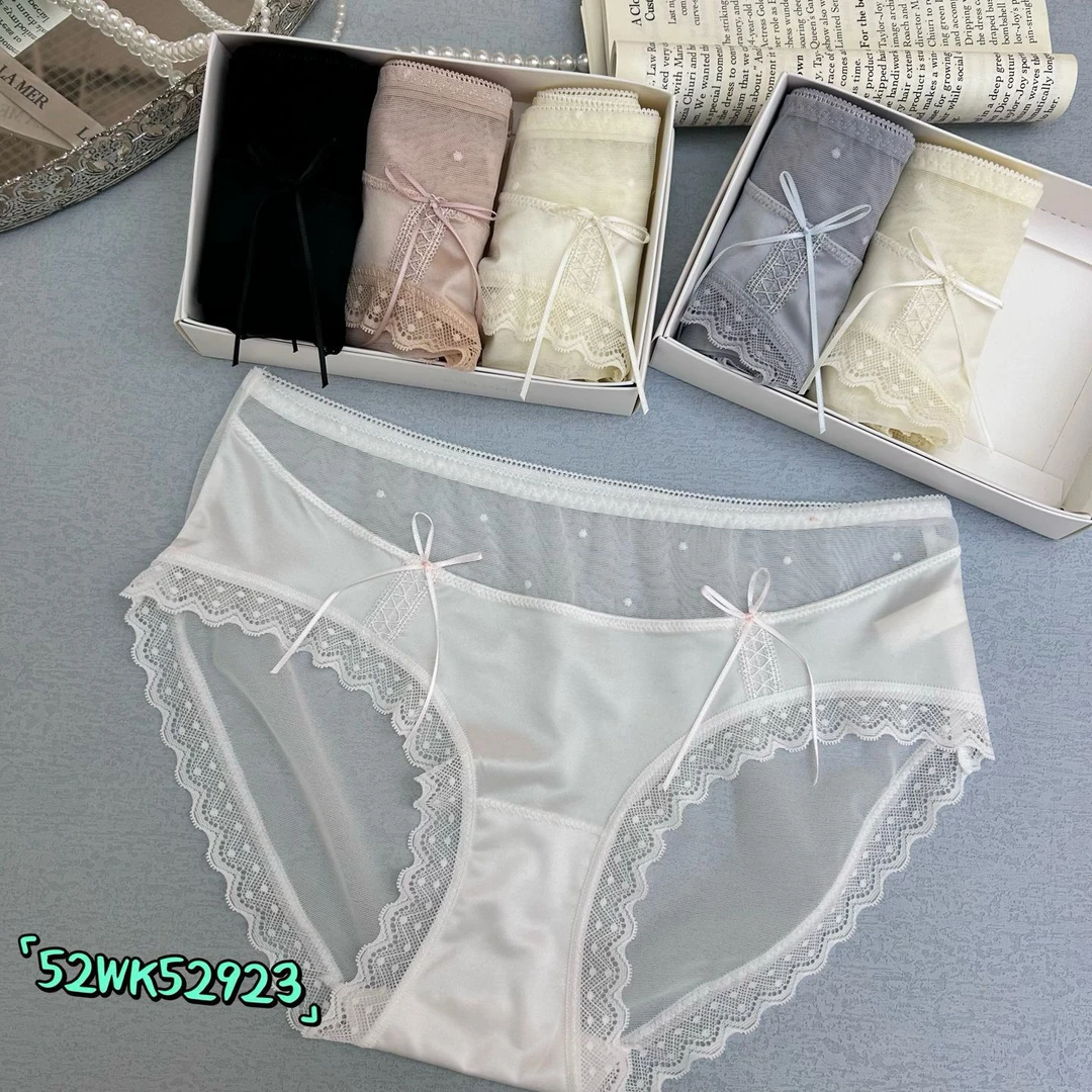 杭州四季青希希家夏季性感蕾丝夏季薄裸感无痕冰丝中腰三角内裤女