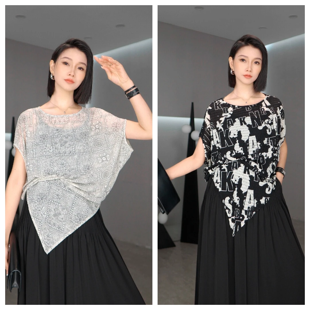 鑫鑫原创2025夏季新款不规则设计字母百搭圆领T恤上衣9999