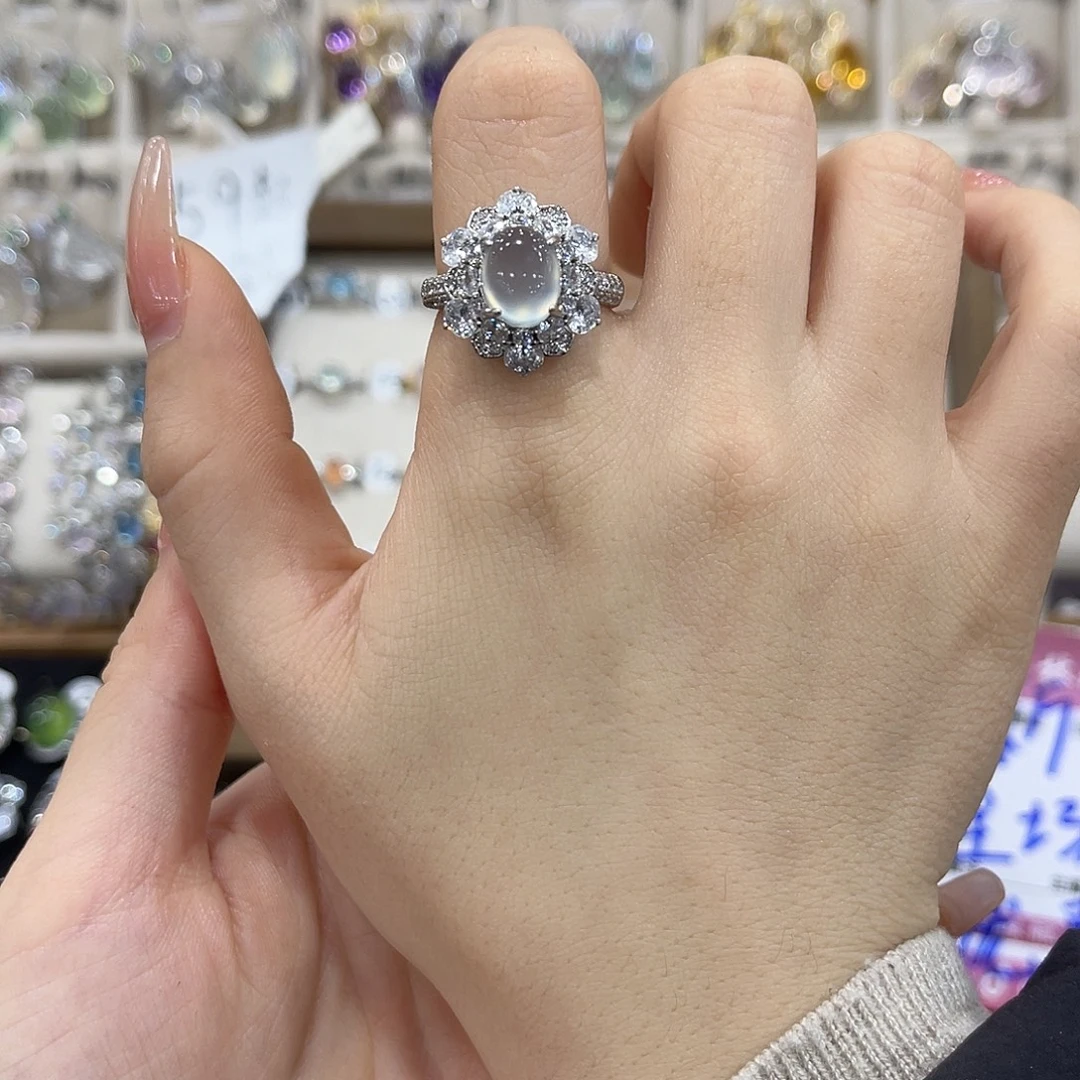 M***y蛇纹石玉银S925镶嵌戒指