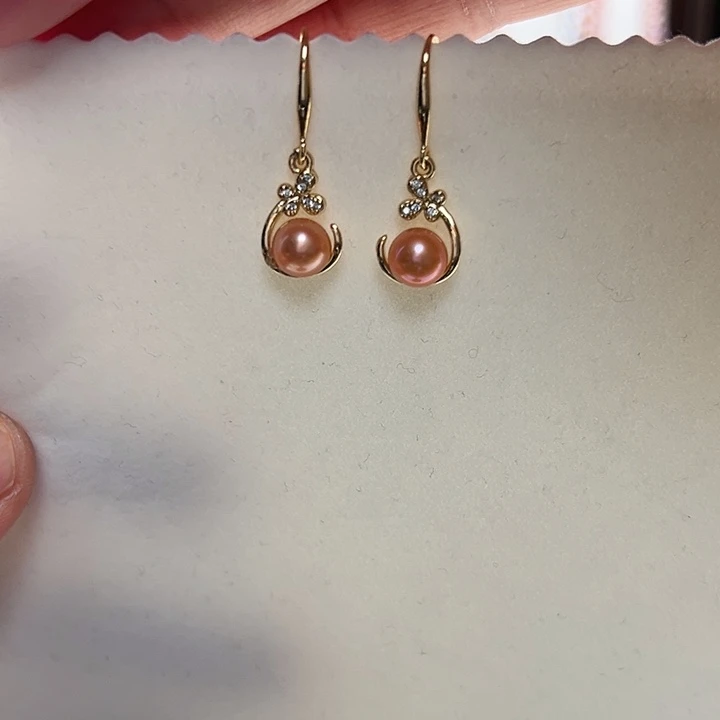 淡水珍珠银S925镶嵌耳饰