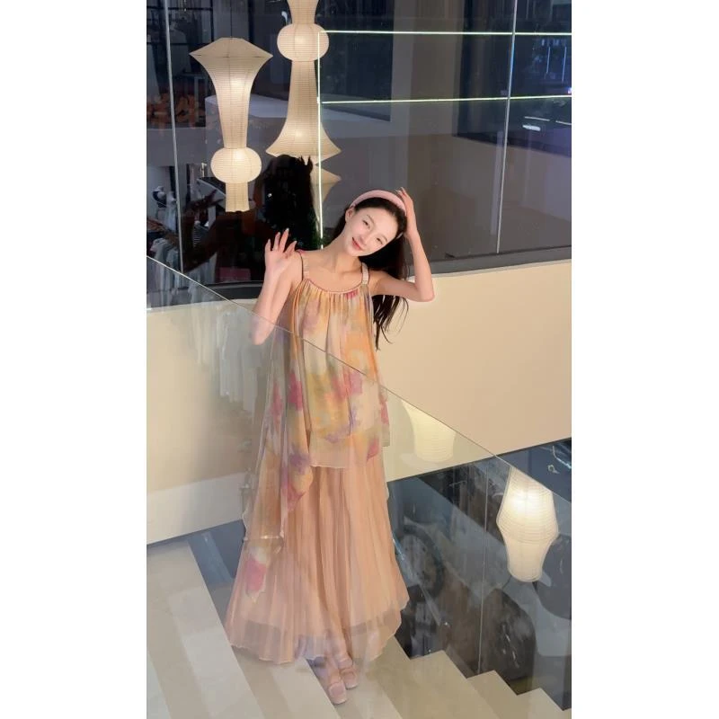 2025春夏上新在逃公主纯欲天花板粉纱轻舞氛围感拉满仙女裙