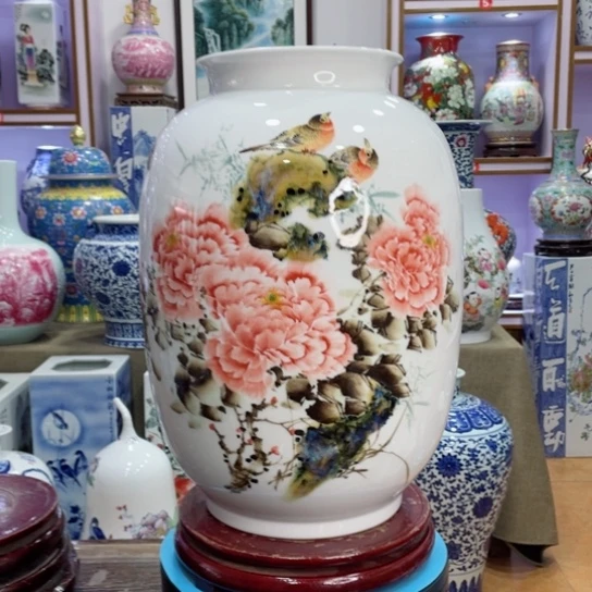 瓶全手工釉下五彩冬瓜瓶