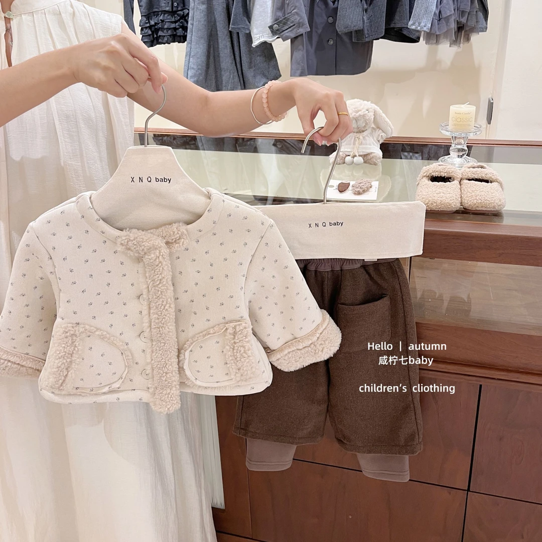 【咸柠七】女童外套2025新款冬季儿童时髦保暖碎花上衣女孩加厚衣服