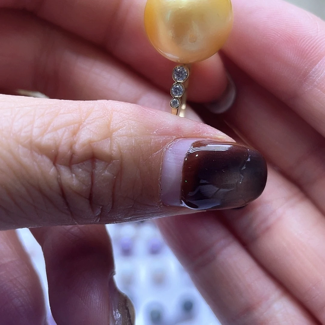 海水珍珠戒指18K金镶嵌