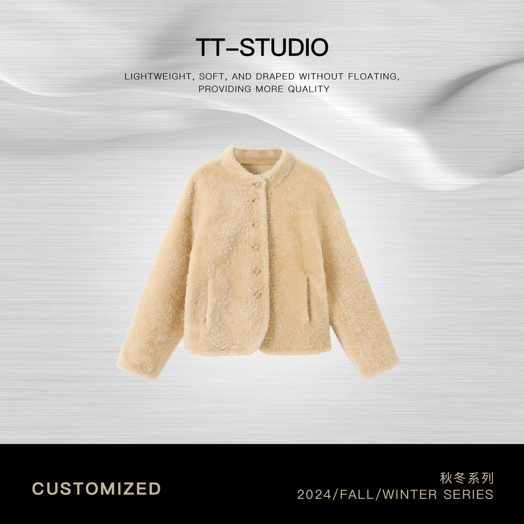 TT【奶黄酥】土耳其进口美利奴绵羊毛真毛皮毛一体外套TT-LZ2477