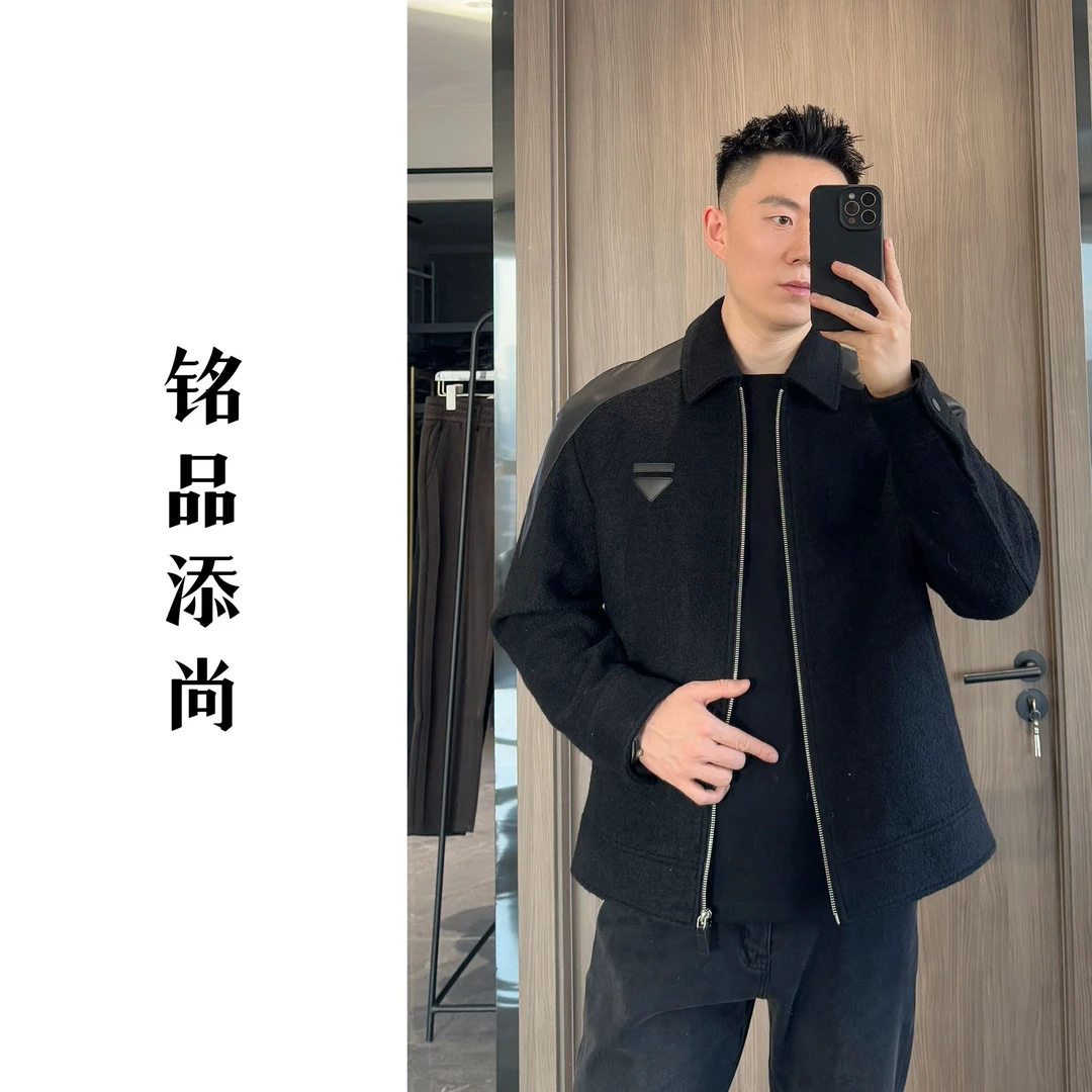 【黑标年会】铭品添尚2025春季新款男士休闲百搭翻领羊毛外套#9679