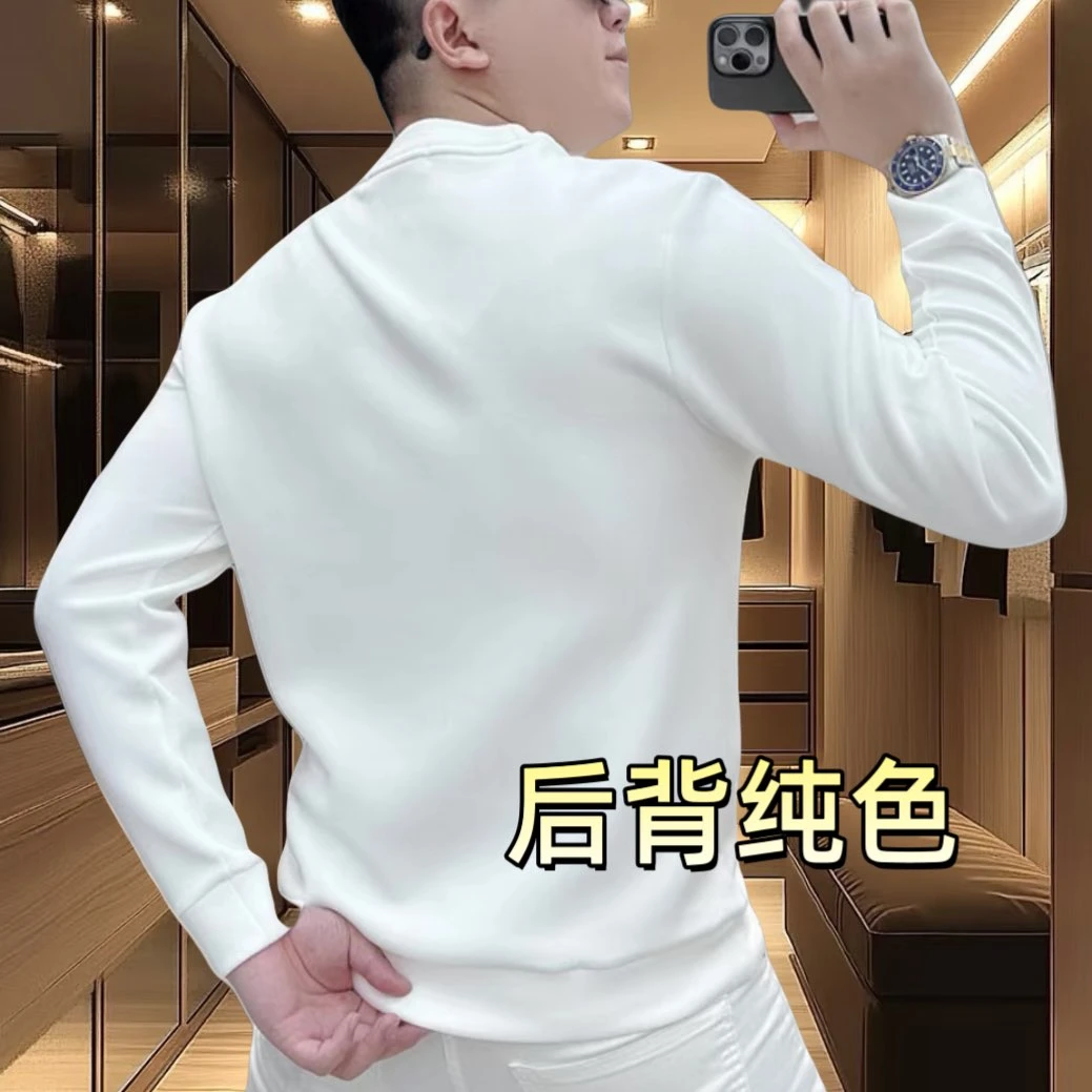 秋冬新款时尚潮牌男士休闲百搭印花卫衣修身圆领长袖上衣