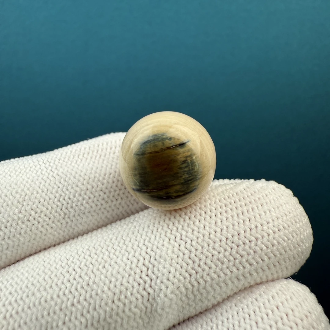 K23-96天然猛犸牙蓝眼单珠14.9mm支持鉴定假一罚四