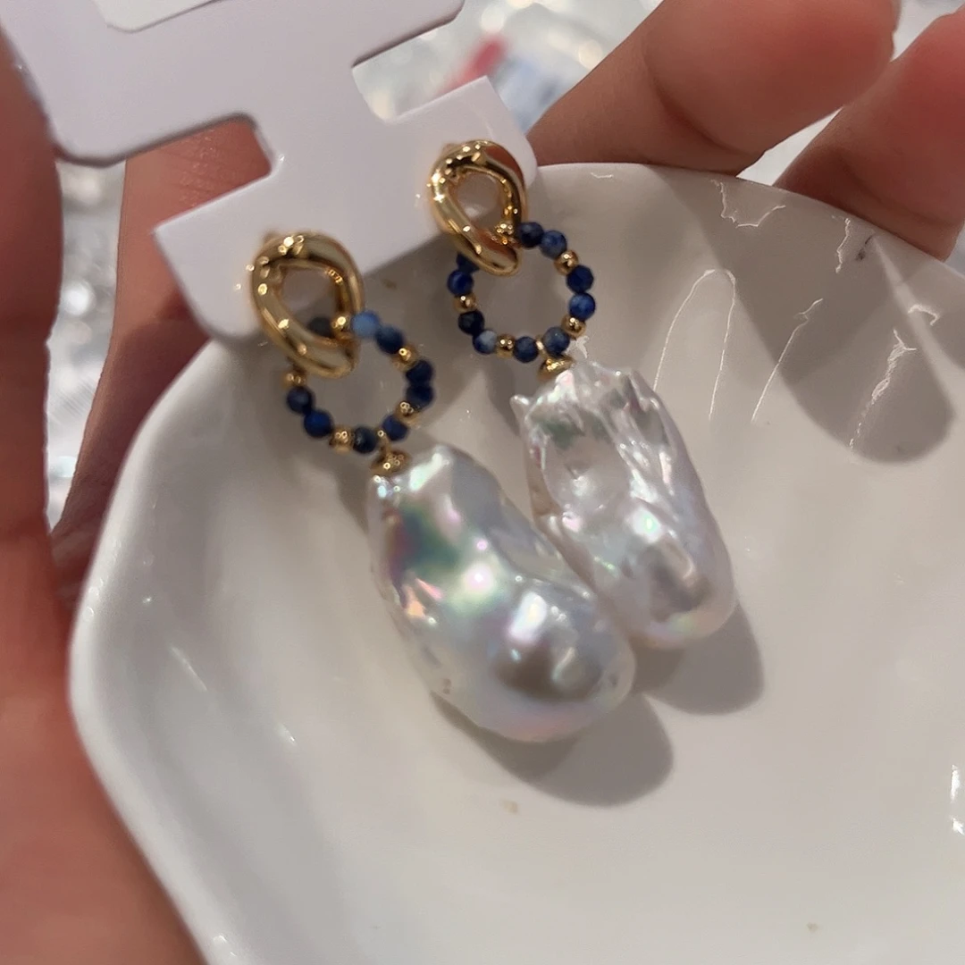 合金淡水珍珠耳饰