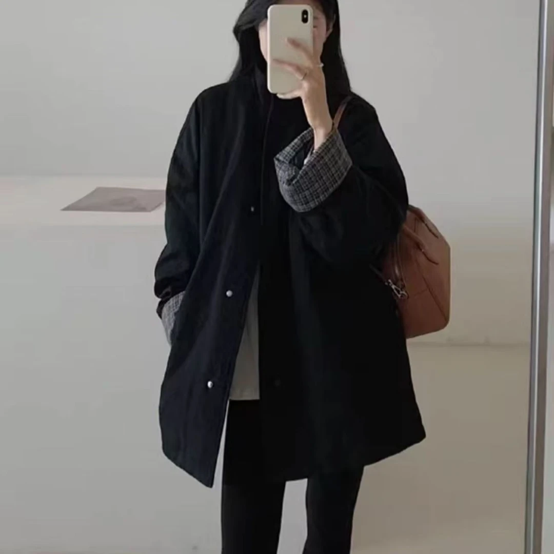 宽松常规立领保暖棉服欧韩风外套秋冬上衣外套春秋