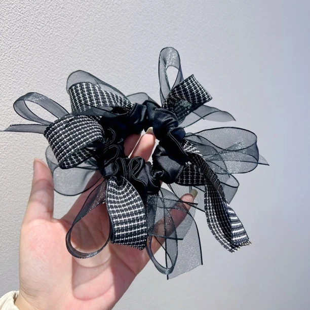 新款韩系慵懒风蝴蝶结飘带大肠发圈甜美头饰皮筋扎头发原创设计