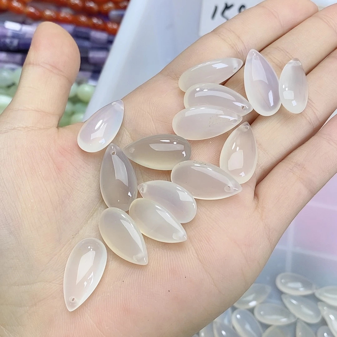 玛瑙/玉髓未镶嵌珠宝半成品水滴随机十颗装散珠