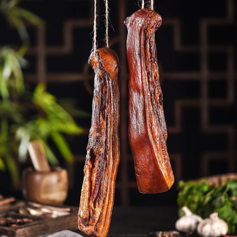 湖南农家柴火烟熏五花腊肉后腿传统古法工艺特产（现卖现拍）