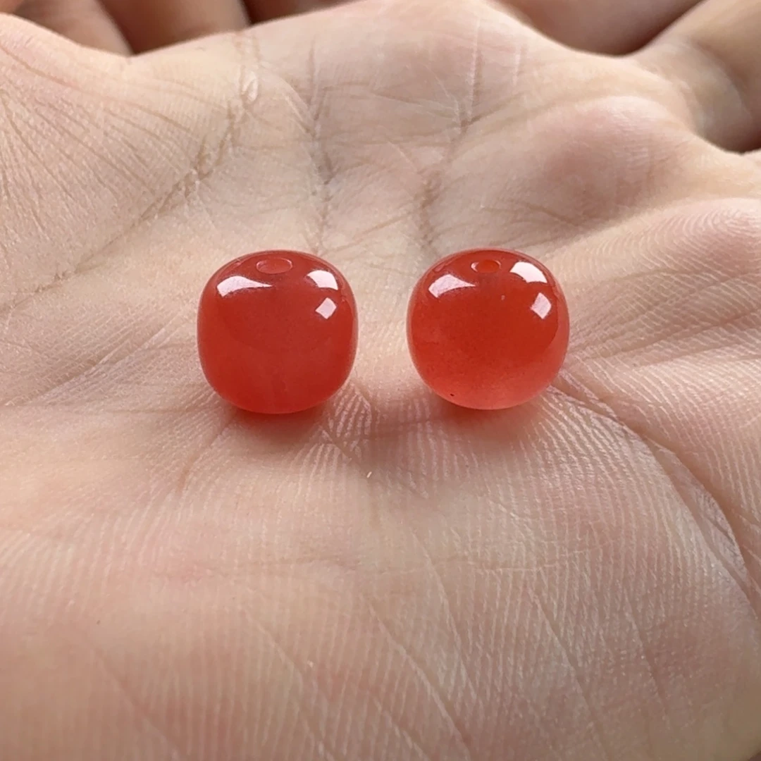 南红玛瑙未镶嵌老型对珠9+