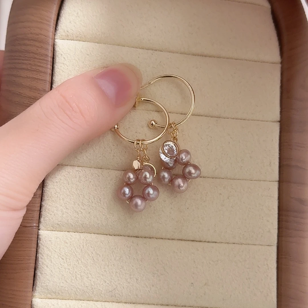 银S925镶嵌耳饰淡水珍珠