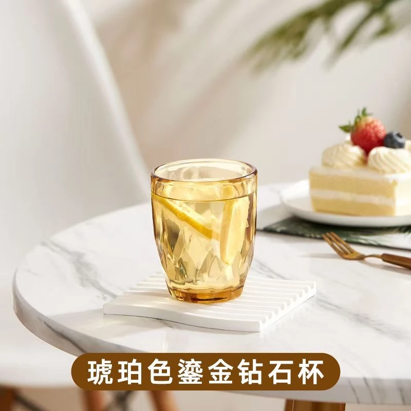 【六只装】琥珀原色高硼硅玻璃逸钻水杯家用耐高温微波炉高颜值$