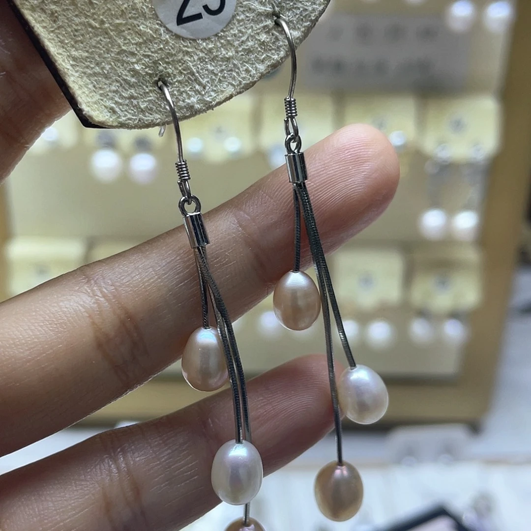 银S925镶嵌淡水珍珠耳饰