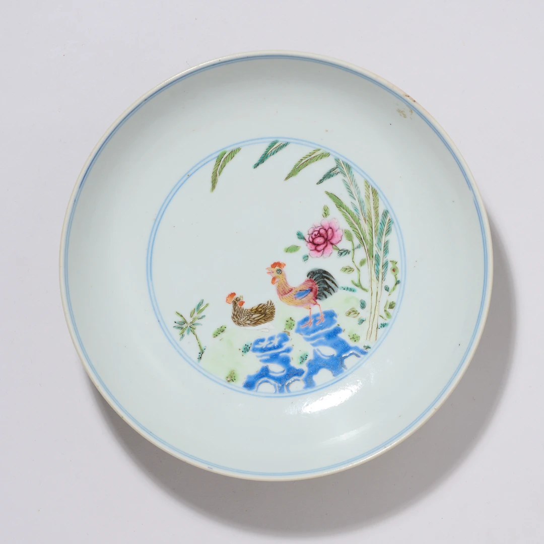 5878清乾隆·粉彩大吉图盘【古董拍卖】