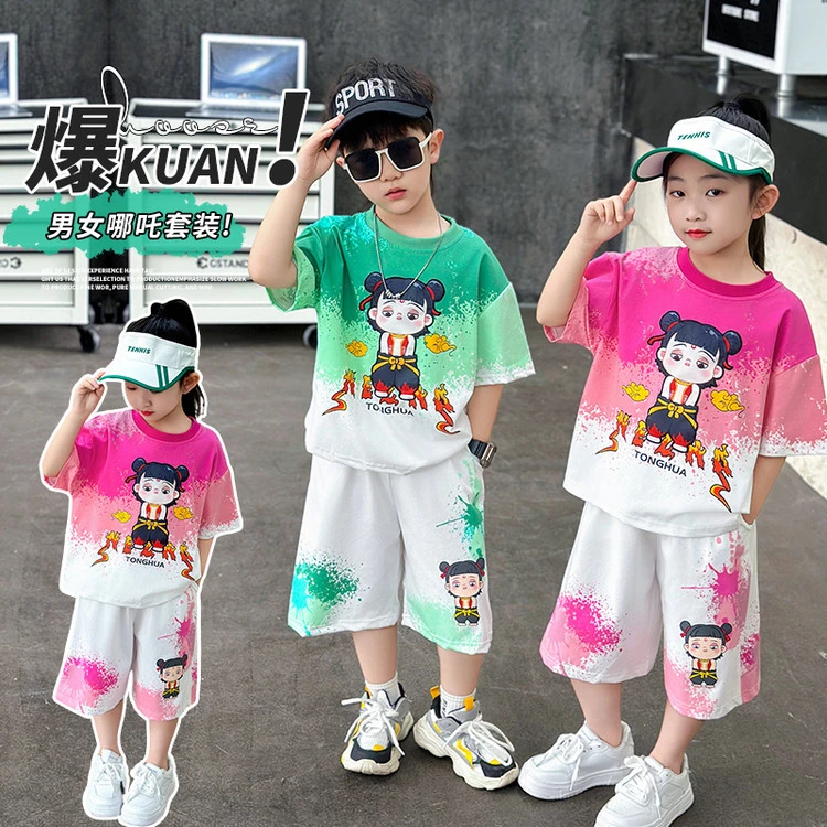 童装2025新款儿童女童洋气时尚宝宝帅气时髦卡通休闲套装短袖套装