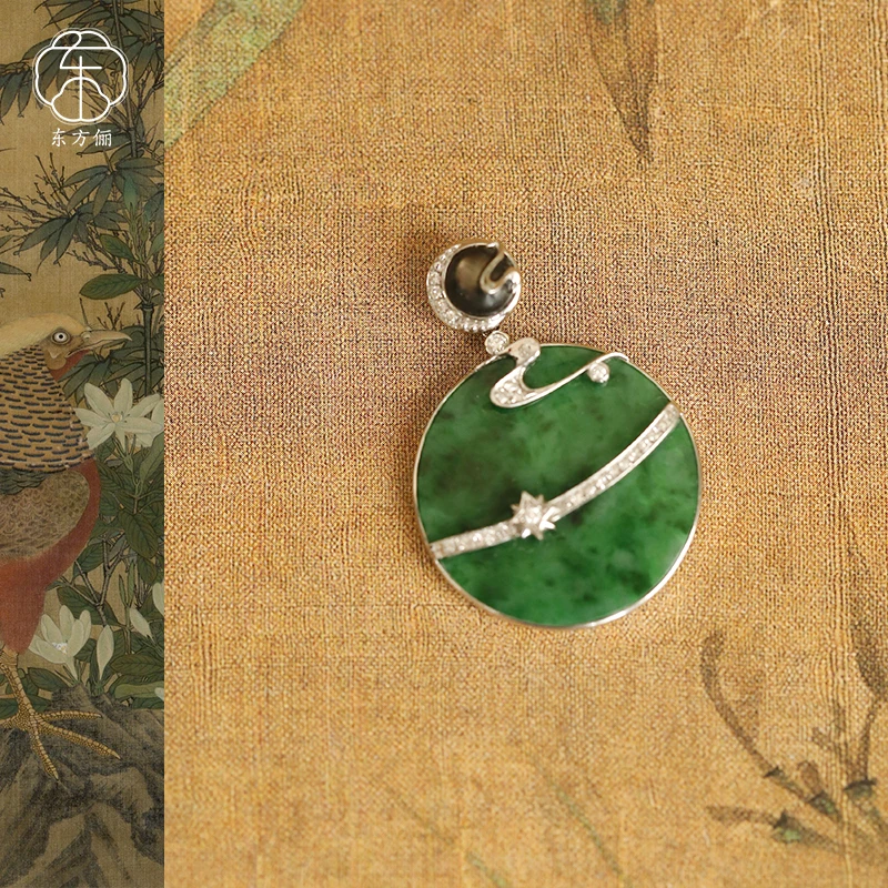 东方俪DOFUNLY【念春】翡翠18K金圆牌设计款吊坠FCDZ浮岚