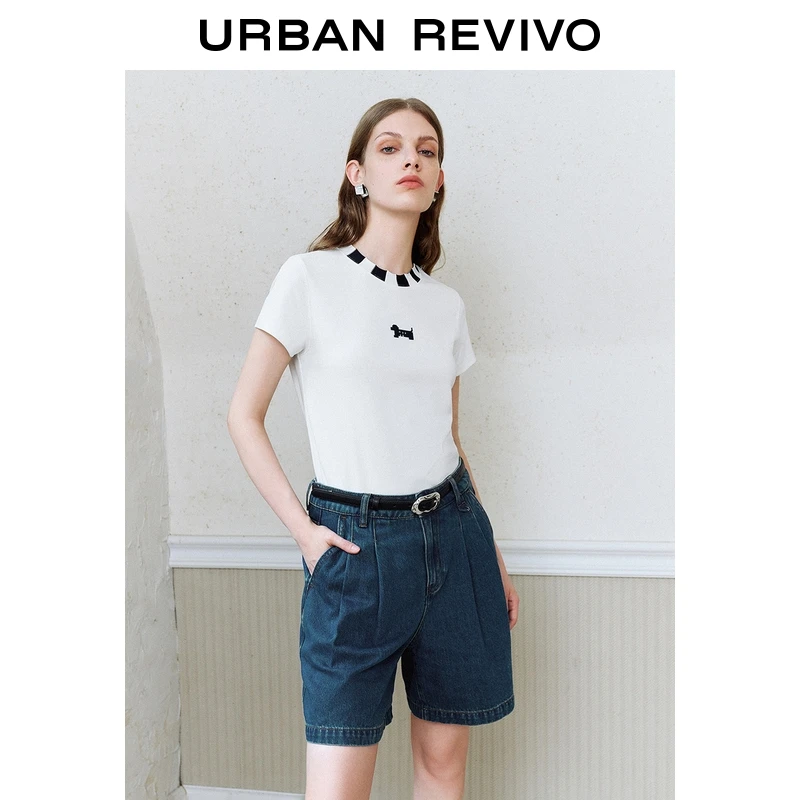 UR2025秋季新款女装时尚休闲撞色印花圆领短袖T恤UYU450150+