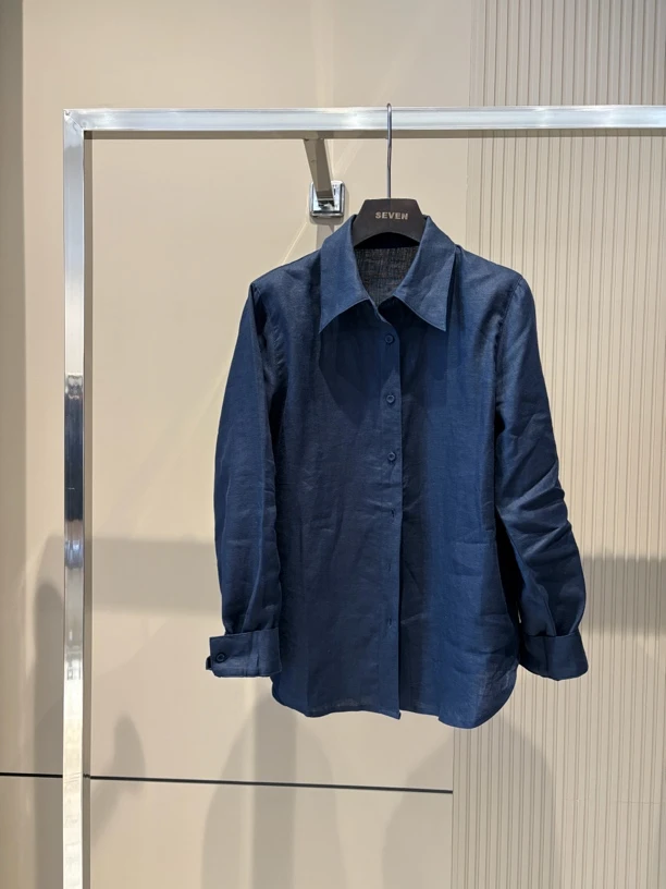 【启恒】亚麻极简翻领衬衫