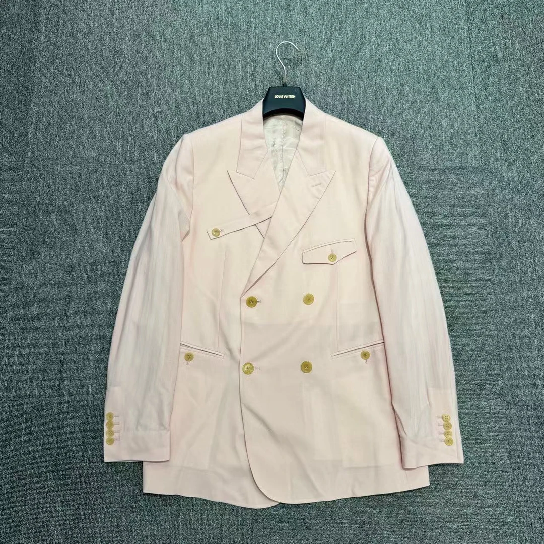 99新 DIOR/迪奥 秀款粉色羊毛绑带西装/52码/编码08482