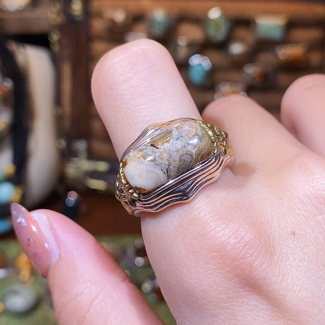 琥珀（根珀）银S925镶嵌戒指戒指