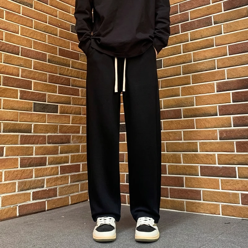 300斤加肥大码直筒运动卫衣男裤春秋加绒新款宽松阔腿痞帅风长裤