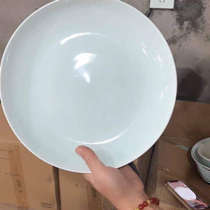 瓷片丝薄十寸深盘两个，微瑕包邮