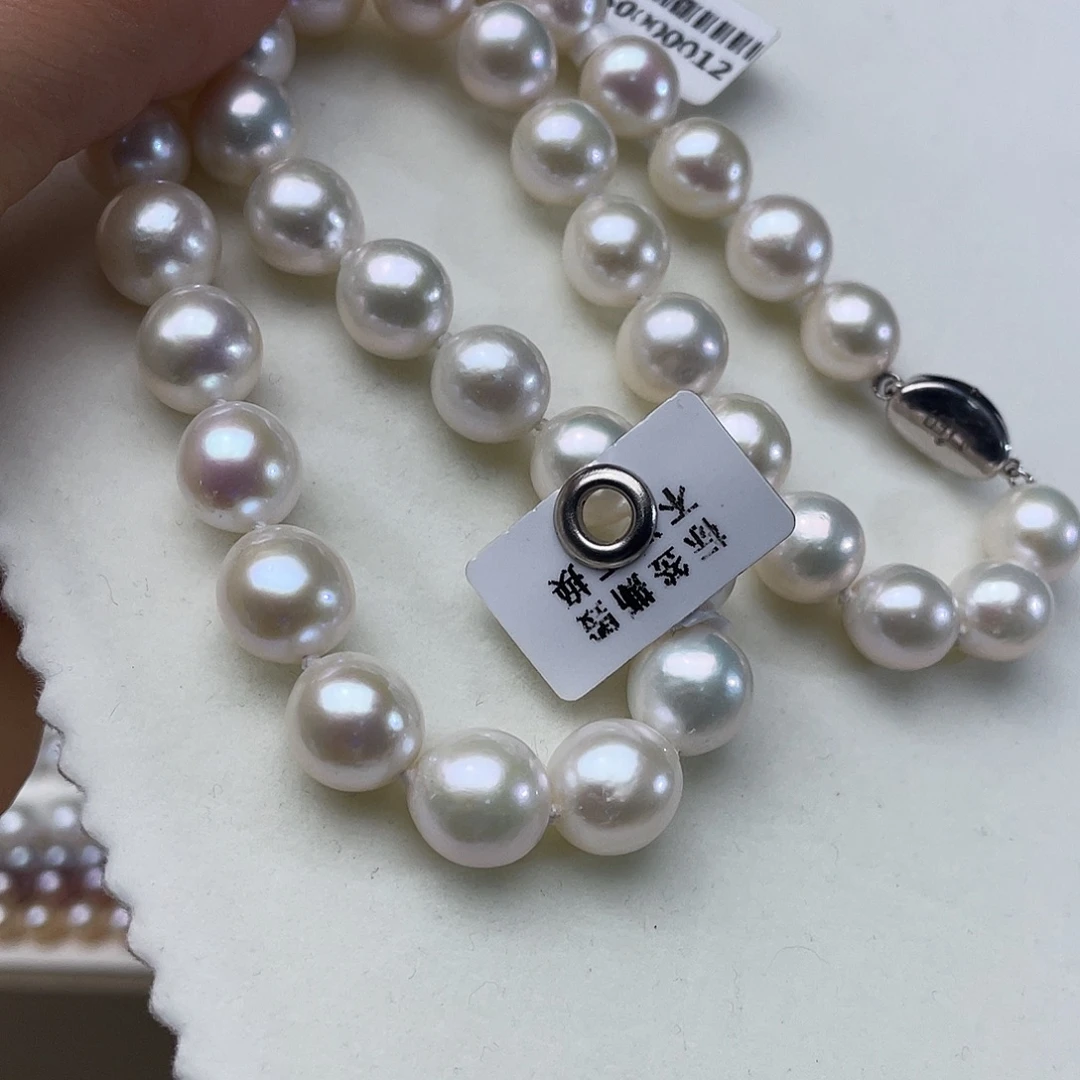 淡水珍珠颈饰银S925镶嵌卡10➕高品极光冷光炫彩