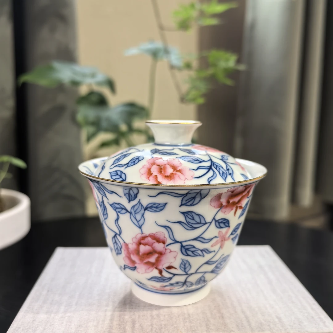 雨溪 千叶牡丹盖碗 10490