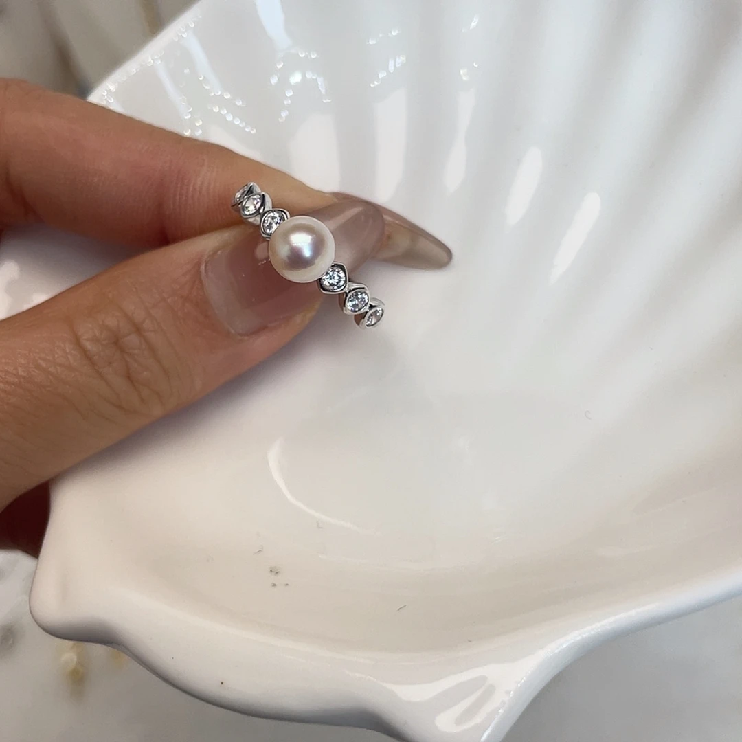 海水珍珠戒指银S925镶嵌