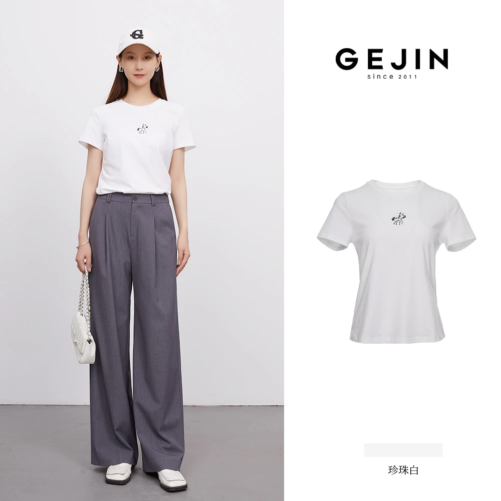 GEJIN/歌锦2025夏季新款圆领卡通刺绣速干透气短袖9232520259