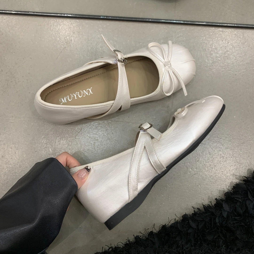 隐形增高5cm女鞋韩版圆头结玛丽珍鞋新款百搭休闲浅口法式单鞋