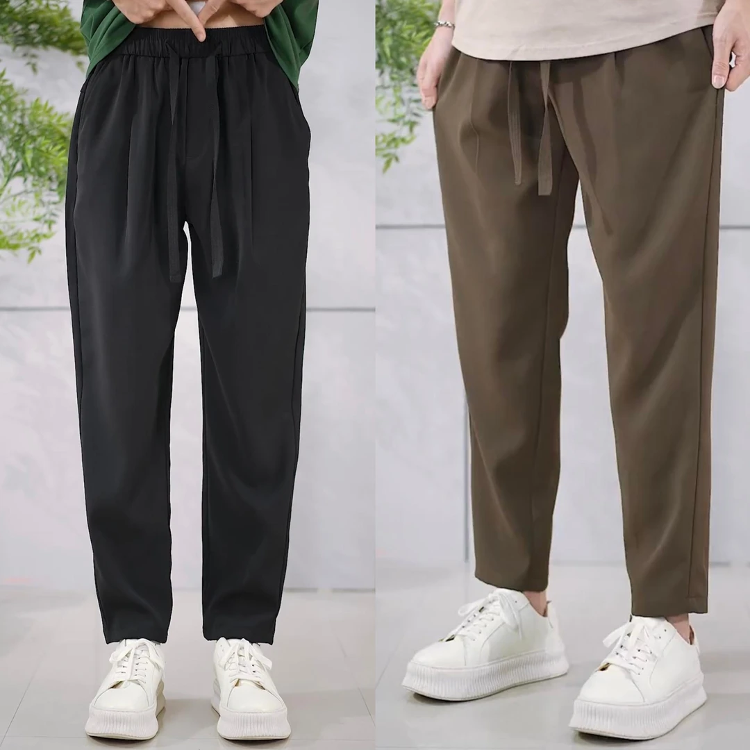 夏季新款轻薄商务行政冰丝透气休闲裤男士高级感时尚宽松清凉长裤