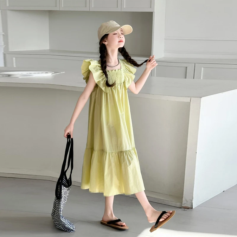 女童气质连衣裙2025夏季新款韩国版小女孩洋气飞袖棉布公主背心裙