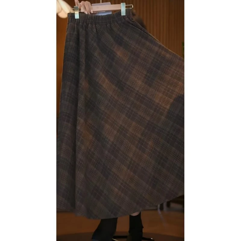 MJ144 秋季新款2025气质显瘦高级格子半身裙子女